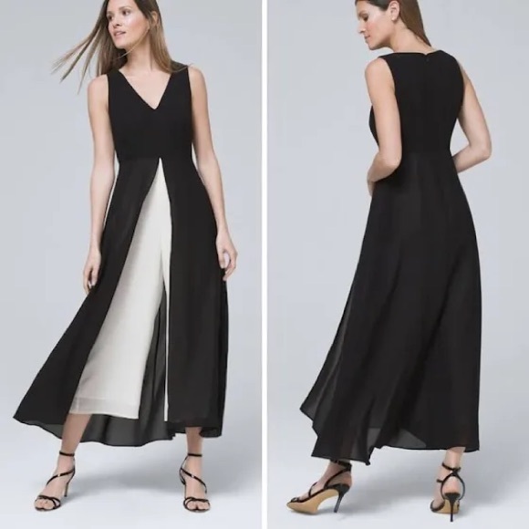 White House Black Market Pants - White House Black Market Black & White SL Overlay Jumpsuit NWT